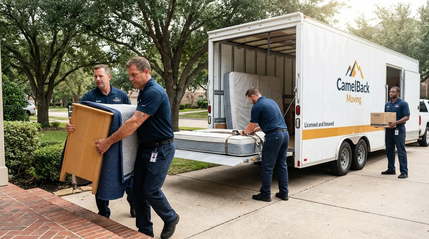 Crew loading residential truck for cross-state move from Virginia, MN