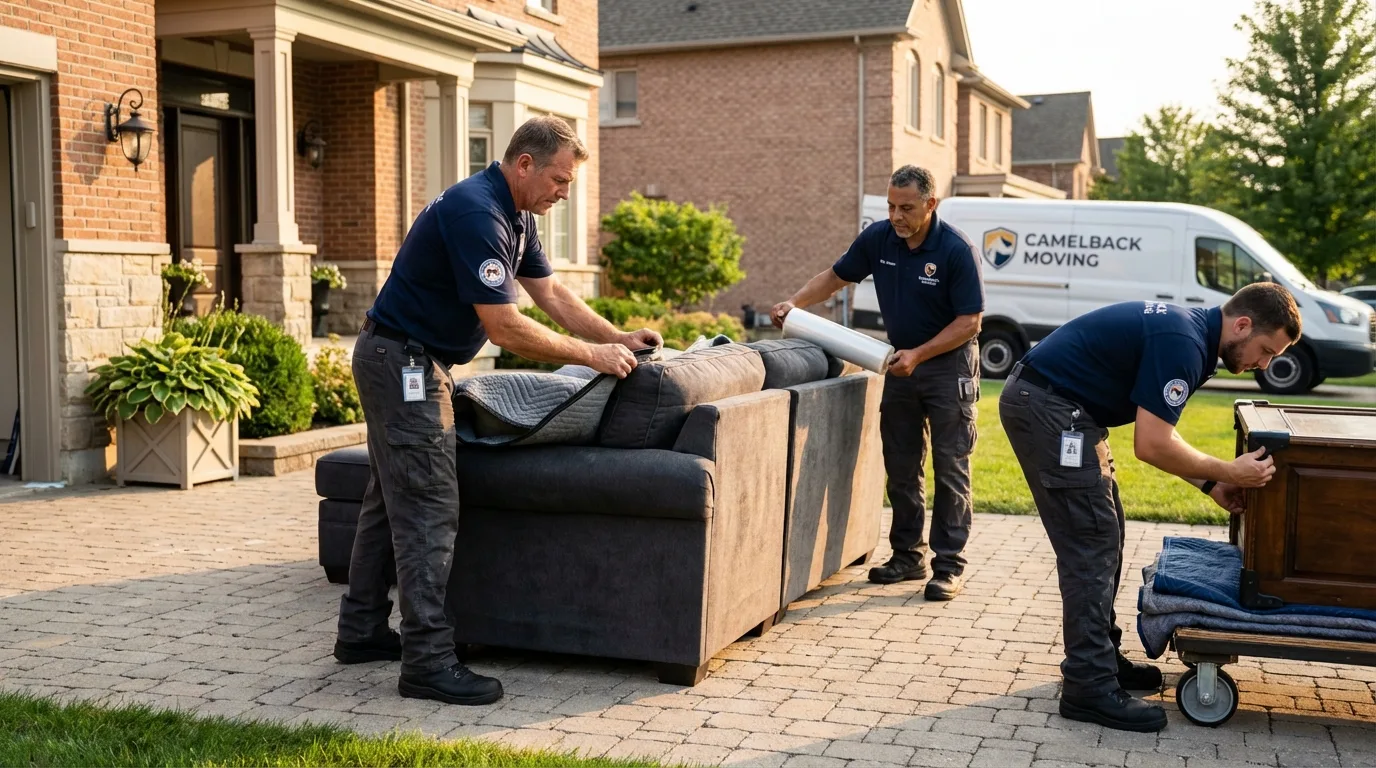 Large estate moving crew wrapping furniture in Virginia, MN