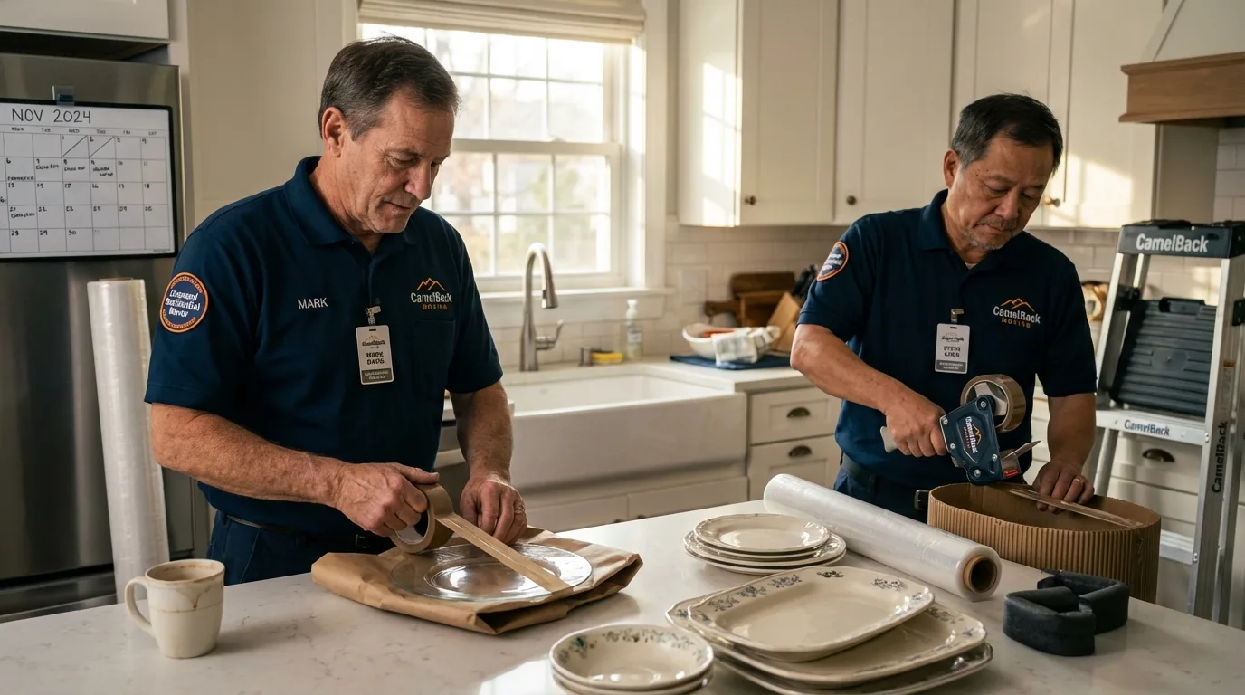 Professional crew packing kitchen dishware in Virginia, MN